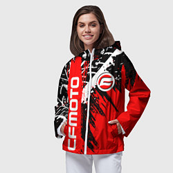 Ветровка с капюшоном женская CFmoto СФ мото RED STYLE, цвет: 3D-белый — фото 2