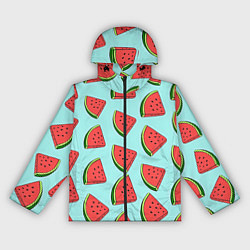 Ветровка с капюшоном женская Дольки арбузов, цвет: 3D-черный