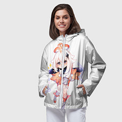 Ветровка с капюшоном женская Паймон из Genshin Impact, цвет: 3D-белый — фото 2