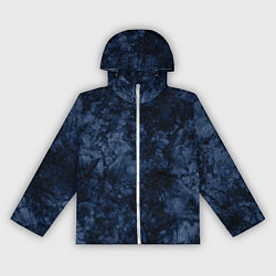 Ветровка с капюшоном женская Темно-синяя текстура камня, цвет: 3D-белый