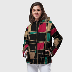 Ветровка с капюшоном женская Модный абстрактный узор, цвет: 3D-черный — фото 2