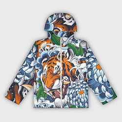 Ветровка с капюшоном женская Тигр, цвет: 3D-белый