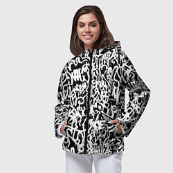 Ветровка с капюшоном женская Graffiti white on black, цвет: 3D-черный — фото 2