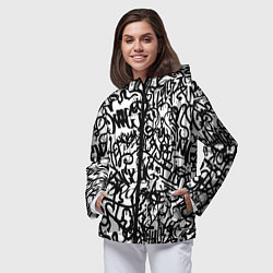 Ветровка с капюшоном женская Graffiti black on white, цвет: 3D-черный — фото 2