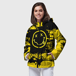 Ветровка с капюшоном женская Нирвана Гранж Nirvana Smile, цвет: 3D-черный — фото 2
