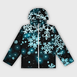 Ветровка с капюшоном женская Космические снежинки, цвет: 3D-белый