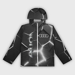 Ветровка с капюшоном женская AUDI GREY 3D ПЛИТЫ, цвет: 3D-белый