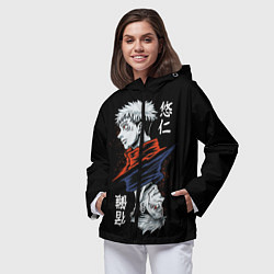 Ветровка с капюшоном женская ИТАДОРИ СУКУНА ITADORI SUKUNA МАГИЧЕСКАЯ БИТВА, цвет: 3D-черный — фото 2