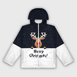 Ветровка с капюшоном женская Новогодний Оленёнок Рудольф, цвет: 3D-белый