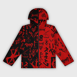 Ветровка с капюшоном женская BERSERK BLACK RED БЕРСЕРК ПАТТЕРН, цвет: 3D-черный