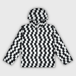 Ветровка с капюшоном женская Шахматная Иллюзия Искажения, цвет: 3D-белый