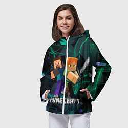 Ветровка с капюшоном женская Молнии Майнкрафт, цвет: 3D-белый — фото 2