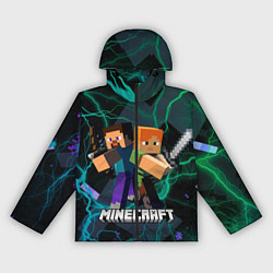 Ветровка с капюшоном женская Молнии Майнкрафт, цвет: 3D-черный