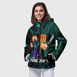Ветровка с капюшоном женская Молнии Майнкрафт, цвет: 3D-черный — фото 2