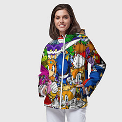 Ветровка с капюшоном женская КИБЕР СОНИК CYBER SONIC ROBOT, цвет: 3D-белый — фото 2