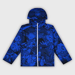 Ветровка с капюшоном женская SONIC BLUE PATTERN СИНИЙ ЁЖ, цвет: 3D-белый