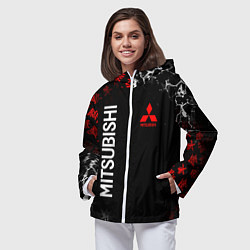 Ветровка с капюшоном женская MITSUBISHI SAMURAI JAPAN STYLE ИЕРОГЛИФЫ, цвет: 3D-белый — фото 2