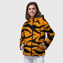 Ветровка с капюшоном женская Тигриные полосы, Символ 2022 года, цвет: 3D-черный — фото 2