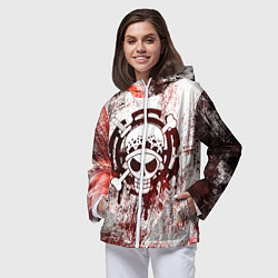 Ветровка с капюшоном женская Трафальгар Ло Пираты сердца Весёлый Роджер, цвет: 3D-белый — фото 2