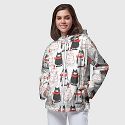 Ветровка с капюшоном женская НОВОГОДНИЕ КОТИКИ 2022, цвет: 3D-белый — фото 2