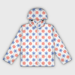 Ветровка с капюшоном женская Снежинки паттернsnowflakes pattern, цвет: 3D-белый