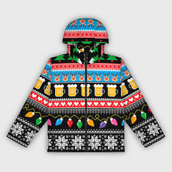 Ветровка с капюшоном женская Новогодний пивной узор, цвет: 3D-черный