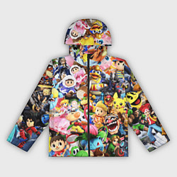 Ветровка с капюшоном женская SUPER SMASH BROS ГЕРОИ ИГРЫ, цвет: 3D-черный