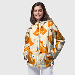 Ветровка с капюшоном женская ЛИСА ПАТТЕРН УЗОР, цвет: 3D-белый — фото 2
