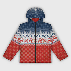 Ветровка с капюшоном женская ВЯЗАНЫЙ УЗОР С ОЛЕНЯМИ, цвет: 3D-черный