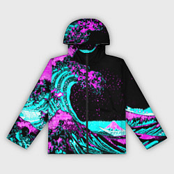 Ветровка с капюшоном женская НЕОНОВАЯ ЯПОНИЯ, ВОЛНА, ФУДЗИЯМА NEON JAPAN, цвет: 3D-черный