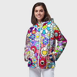 Ветровка с капюшоном женская Цветы Takashi Murakami, цвет: 3D-белый — фото 2