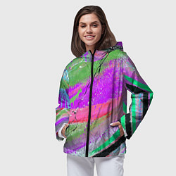 Ветровка с капюшоном женская Красочный взрыв, цвет: 3D-черный — фото 2