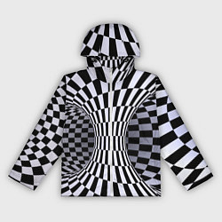 Ветровка с капюшоном женская Оптическая Иллюзия, черно белая, цвет: 3D-белый