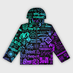 Ветровка с капюшоном женская ЛОГОТИПЫ РОК ГРУПП НЕОН ROCK NEON, цвет: 3D-черный