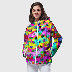 Ветровка с капюшоном женская Психоделические взгляды, цвет: 3D-белый — фото 2