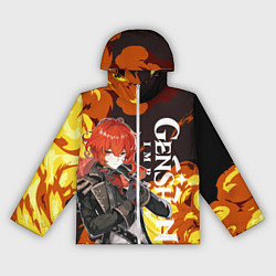 Ветровка с капюшоном женская ДИЛЮК ПИРО ВЗРЫВ DILUC, цвет: 3D-белый