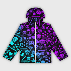 Ветровка с капюшоном женская UNDERTALE NEON PATTERN УЗОР, цвет: 3D-белый