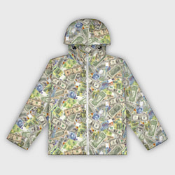 Ветровка с капюшоном женская Разная Денежная Валюта Доллары, Евро, Франки, цвет: 3D-белый