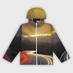 Ветровка с капюшоном женская Ночная трасса, Мерседес, цвет: 3D-белый