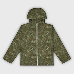 Ветровка с капюшоном женская Оружие пистолеты, гранаты, ножи, автоматы, цвет: 3D-белый