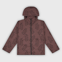 Ветровка с капюшоном женская Веточки с черными листьями на коричневом фоне, цвет: 3D-черный