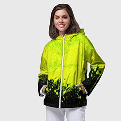 Ветровка с капюшоном женская НЕОНОВЫЕ БРЫЗГИ КРАСКИ, цвет: 3D-белый — фото 2
