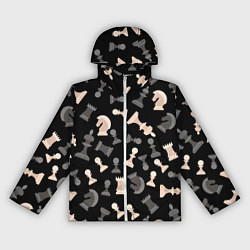 Ветровка с капюшоном женская Белые и черные шахматные фигуры, цвет: 3D-белый