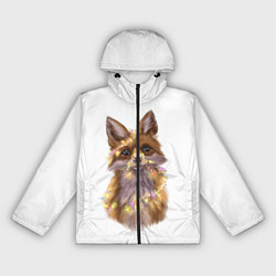 Ветровка с капюшоном женская Fox with a garland, цвет: 3D-черный