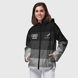 Ветровка с капюшоном женская Audi, Ауди Серый градиент, цвет: 3D-черный — фото 2