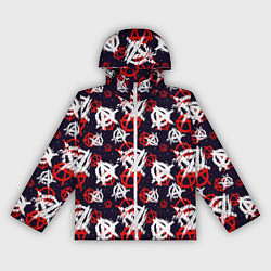 Ветровка с капюшоном женская Анархия текстура, цвет: 3D-белый