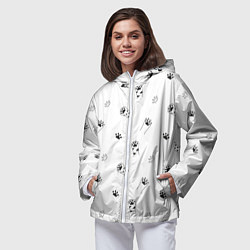 Ветровка с капюшоном женская Паттерн - кошачьи лапки 3D, цвет: 3D-белый — фото 2