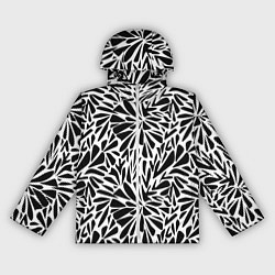 Ветровка с капюшоном женская Черно белый абстрактный узор, цвет: 3D-белый