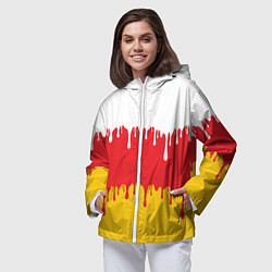 Ветровка с капюшоном женская Северная Осетия Алания потёки, цвет: 3D-белый — фото 2