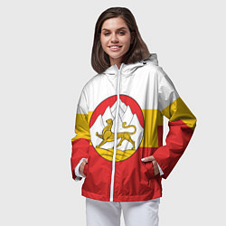 Ветровка с капюшоном женская Северная Осетия Алания Флаг, цвет: 3D-белый — фото 2